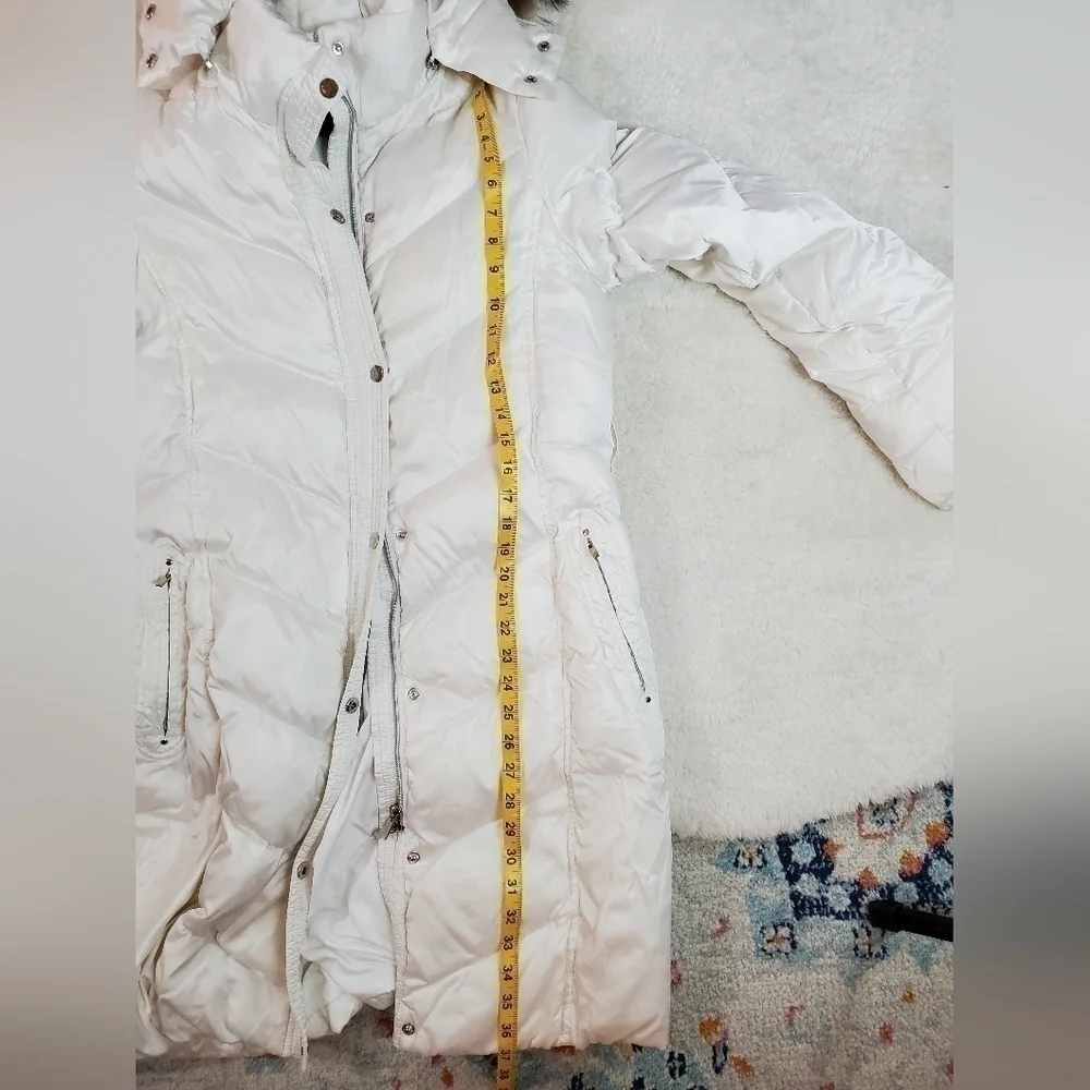 DANIER leather womens white long goose down jacket. Size xs. EUC - Picture 12 of 13